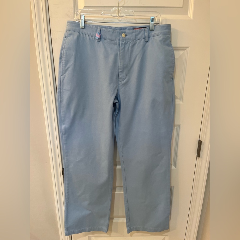 Vineyard Vines Club Pant 35x32 Light‎ Blue Flat Front Chino Classic Fit Preppy